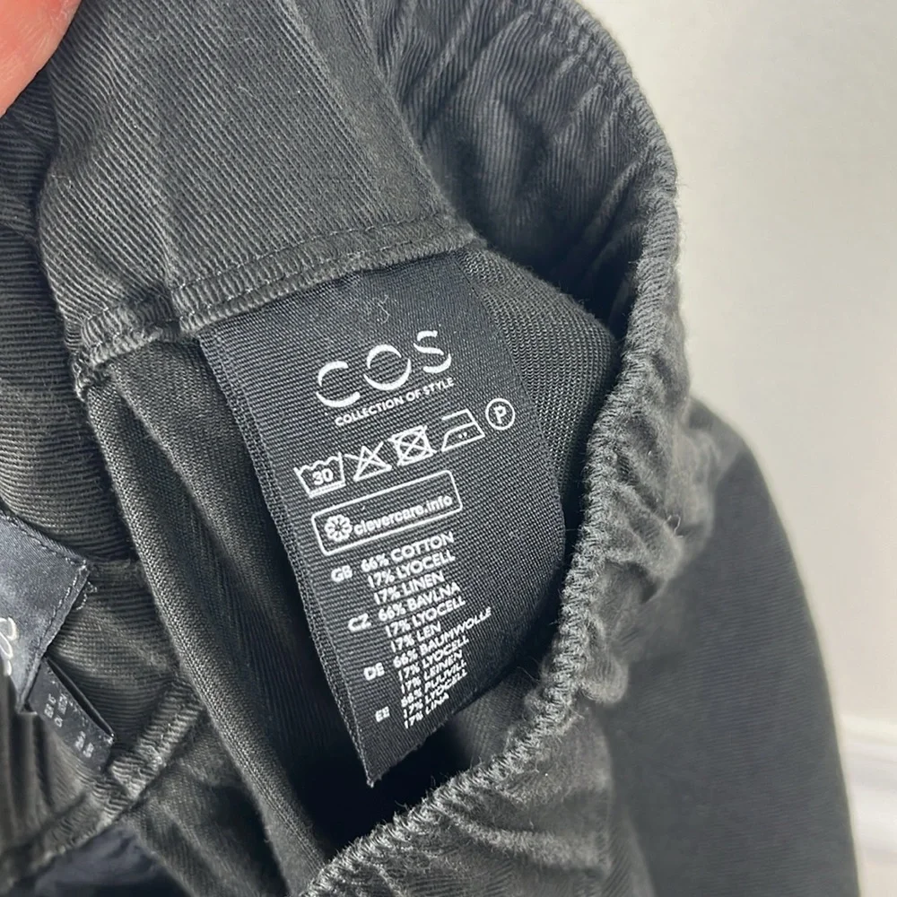 COS Women’s‎ Black Drawstring Slim Cotton Linen Pants Size XS